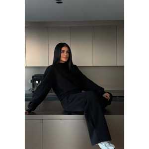 Survêtement décontracté noir à capuche coupe-vent taille XXL, confortable, respirant, imprimé, pour le jogging hivernal, grande taille, avec logo - Product Image 4