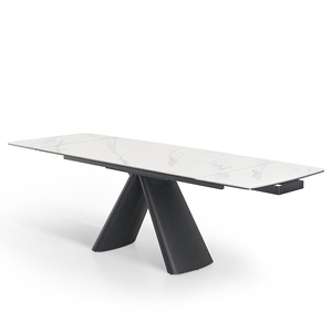 Mobili Moderni per Sala da Pranzo, Tavoli Allungabili <span class=keywords><strong>in</strong></span> Stile Nordico con Piano <span class=keywords><strong>in</strong></span> Ceramica Laminata 3MM su <span class=keywords><strong>Vetro</strong></span> <span class=keywords><strong>Temperato</strong></span> 8mm - Product Image 2