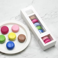 Boîtes d'emballage personnalisées en gros pour mini macarons, en papier couché avec pelliculage mat, conformes aux normes alimentaires, boîtes de luxe pour cadeaux avec fenêtre