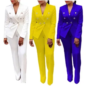 ZHEZHE nouveautés dames élégant couleur unie costumes ensemble pour femmes Blazer et pantalon ensemble costumes d'affaires pour les femmes