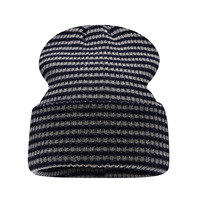 Bonnet en tricot rayé extensible doux avec logo personnalisé, chaud pour l'hiver, pour hommes et femmes, usage quotidien, extérieur, décontracté