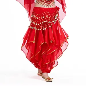 Long 120D Colored chiffon rotating lantern pants for India Belly Dance