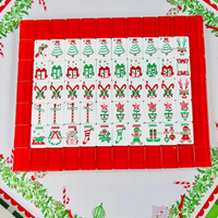 En stock : Ensemble de Mahjong américain rose et rouge porte-bonheur de Noël avec tapis et support. Entretenement de casino portable de luxe en acrylique écologique en gros