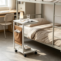 Table d'appoint mobile pour canapé, table d'appoint en forme de C avec poche de rangement, bureau portable pour ordinateur portable pour petits espaces, salon