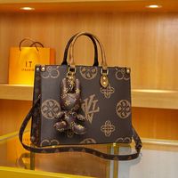 Sac fourre-tout de luxe pour femme en cuir véritable grande capacité, motif fleur ancienne, à bandoulière unique, fermeture éclair, résistant à l'eau, en coton