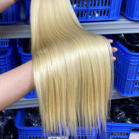 Extensions de cheveux humains lisses 15A, tressées, avec closure, couleur blond platine 613, en dentelle, vente en gros