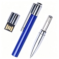 Clé USB publicitaire en métal avec logo personnalisé, style stylo bille, capacités 4 Go, 8 Go, 16 Go, 32 Go, 64 Go, 128 Go, USB 2.0, idéale comme cadeau