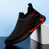 Chaussures de sport tricotées à la mouche Chaussures respirantes sans lacet pour hommes pour les loisirs Baskets Chaussures décontractées