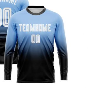 High Quality Mens Fade Color <b>Long</b> Sleeve Soccer Jersey Football Practice <b>Match</b> Shirt Breathable Sports Uniform for Men Teams - Product Image 2