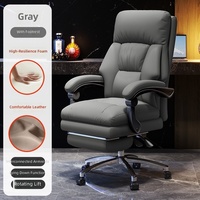 Chaise de bureau en cuir véritable ergonomique pour la maison avec accoudoirs réglables pour étudiant