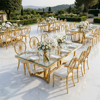 Table à manger de luxe moderne et onirique en verre miroir, avec cadre en acier inoxydable épaissi et durable, idéale pour hôtel/extérieur/fêtes
