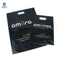 Sacs de courses personnalisés en polyester noir avec impression de lettres, taille moyenne, logo doré, emballage de vêtements, écologiques, découpés à la forme, avec poignées