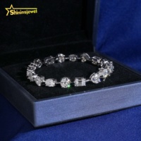 Nouveau design populaire, bracelet tennis en argent sterling 925 avec moissanite de 6,5 mm, forme fantaisie, certificat GRA