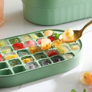Ice <b>Cube</b> Trays for Freezer with Lid & Bin, Silicone Bottom Easy Press to Release Ice for Chilling Cocktail Whiskey Coffee - Product Image 3