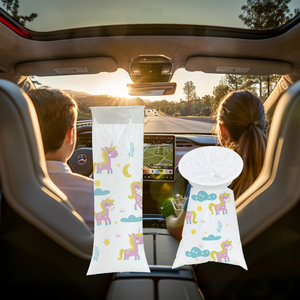 Túi nôn mửa du lịch gấp gọn bằng nhựa trắng Unicon màu hồng có vòng - Product Image 2