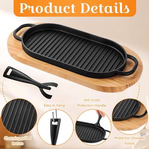 Vendita calda bistecca padella <span class=keywords><strong>in</strong></span> <span class=keywords><strong>ghisa</strong></span> per barbecue padella frizzante con Base <span class=keywords><strong>in</strong></span> legno a Base divisa <span class=keywords><strong>in</strong></span> <span class=keywords><strong>ghisa</strong></span> - Product Image 4