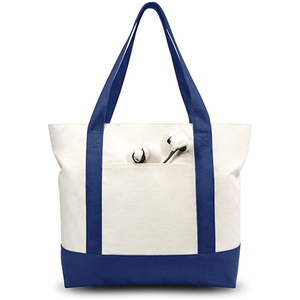 Customized Logo Prints Blank Plain with Zipper Pocket and Length <strong>Shoulder</strong> Handle Medium Calico Shopping Cotton Canvas Tote <strong>Bags</strong> - Product Image 2