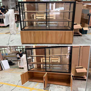 Mostrador de Exhibición de Madera para Panadería, Vitrina de Vidrio para Pastelería con Armario de Almacenamiento para Panadería - Product Image 3