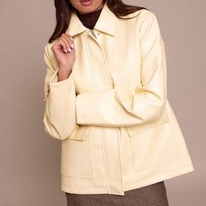 Veste surdimensionnée en similicuir personnalisée, tenue décontractée avec logo, pour femmes et hommes, fabrication en une seule pièce - Product Image 1