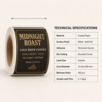 Étiquette personnalisée pour emballage de café froid, impression sur papier synthétique imperméable, autocollant