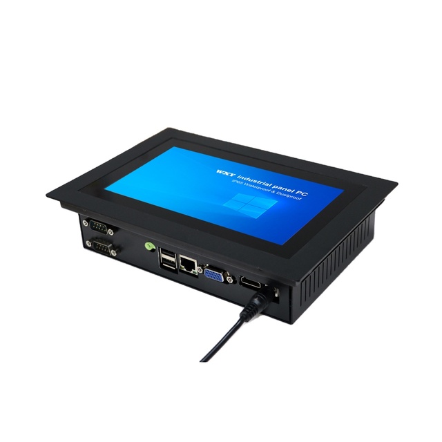 Small AIO 7 Inch LED LCD Industrial Panel PC Touchscreen with 3mm Bezel IP65 HMI Fanless PC Support Win7/10/XP Linux Ubuntu OS