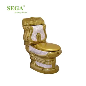 M-9818TC2 Gold toilet set bathroom two piece Wc Canada gold toilets and hand wash basin
