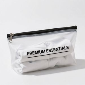 Custom Black T-Shirt Clothing Resealable Ziplock Bags with Hot Stamping Glossy Frosted Finish Recyclable Plastic Packaging - Product Image 1