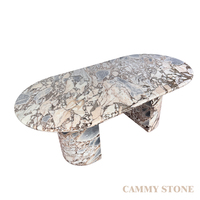 Cammy Stone Natürlicher Ozeansturm-Marmor Ovaler Esstisch Modernes Design Multifunktionales Wohnmöbel für Apartments und Villen