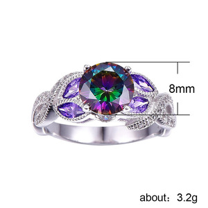 Anello con Gemma Ovale a Goccia Colorata per Donne, Elegante Gioiello da Dito alla Moda - Product Image 5