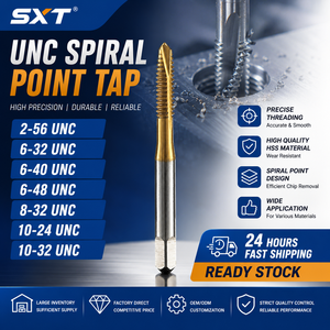 Taraque à pointe spirale SXT UNC M35, revêtement TiN, 2-56 6-<span class=keywords><strong>32</strong></span> <span class=keywords><strong>8</strong></span>-<span class=keywords><strong>32</strong></span> 10-24, outil de filetage pour machine, pour le taraquage de trous traversants - Product Image 1