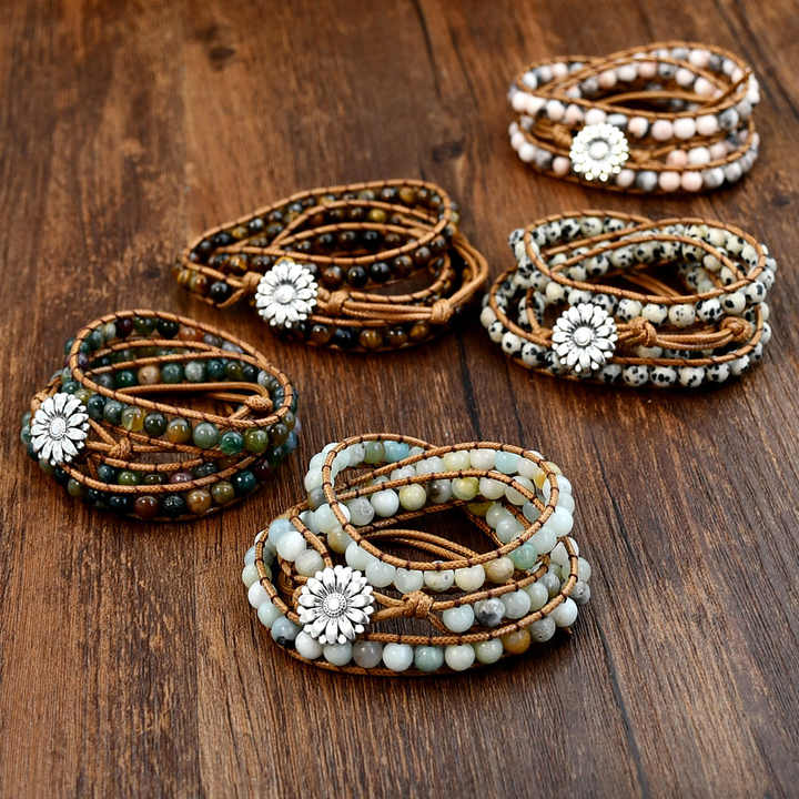 Natural Stone Wrap Bracelet