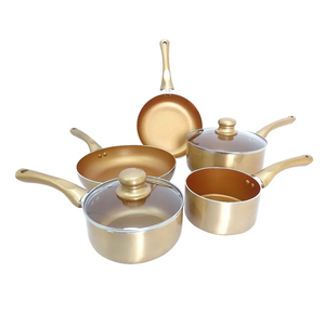 Modern Ceramic Marble Coated Pot Pan Glass Lids Bakelite Handles Non-Stick Forged Aluminum 6-Piece Dishwasher Safe <b>Cookware</b> <b>Set</b> - Product Image 1