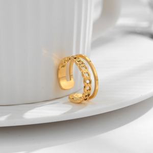 แหวนวินเทจสั่งทำพิเศษ ป้องกันอาการแพ้ ไม่หมอง แหวนสแตนเลสสตีลชุบทอง 14k 18k สองชั้น สำหรับผู้หญิง - Product Image 5