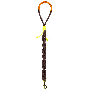 Olive Green Braided Nylon <b>Dog</b> Leash with Neon Yellow Loop Handle Purple Accent Gold Snap Hook - Product Image 2