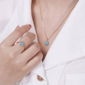 RINNTIN <span class=keywords><strong>GM31</strong></span> ensemble de colliers en aigue-marine 100% authentique, collier en argent Sterling 925, ensemble de bijoux en pierres précieuses pour femmes et filles - Product Image 2