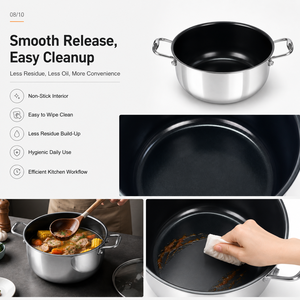 Olla para Sopa Tipo Buffet de 3QT/5QT, Acero Inoxidable G8, Cerámica <span class=keywords><strong>Antiadherente</strong></span> con Superficie de Micro Puntos - Product Image 3
