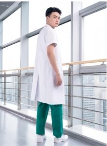 <span class=keywords><strong>Camice</strong></span> da Laboratorio Lungo in Cotone per <span class=keywords><strong>Uomo</strong></span>, Manica Corta, Bianco, Collo a Risvolto, Tasche, Vestibilità <span class=keywords><strong>Slim</strong></span> per Medici e Studenti di Medicina - Product Image 5