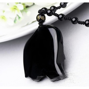 Collana con Ciondolo Portafortuna in <span class=keywords><strong>Pietra</strong></span> Naturale <span class=keywords><strong>Nera</strong></span> Intagliata a Mano, Elefante Madre e Cucciolo, Gioiello Amuleto alla Moda per Uomo - Product Image 5