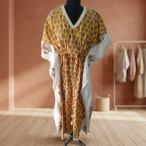 Caftán largo de algodón para mujer, vestido de playa transpirable, caftán holgado largo, caftán de algodón estampado, kimono - Product Image 3