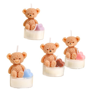 Romantic Teddy Bear Heart Decor Soy Wax Candle Clear Glass Cup Packaged In <b>Gift</b> <b>Box</b> Birthday Souvenir Table Ornament - Product Image 5