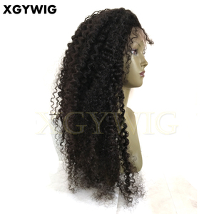 Magazzino a buon mercato di prezzi di fabbrica 100% del virgin non trasformati Brasiliano dei capelli umani naturali nero lungo crespo ricci piena del merletto parrucche degli uomini - Product Image 3