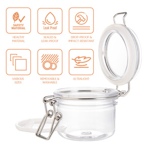 Multiple Use Transparent Non-toxic Airtight BPA Free Clip Top 120ml/4oz PET <b>Plastic</b> <b>Jars</b> <b>with</b> <b>Lids</b> - Product Image 3
