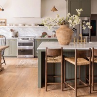 Tabouret de bar scandinave vintage en rotin et bois, siège tressé naturel pour café et îlot de cuisine domestique
