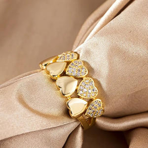 Anelli con Diamanti Taglio Cuore H329, Placcati in Oro 22k, Gioielli Romantici da Donna - Product Image 1