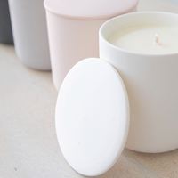 Pot à bougie en céramique mate avec couvercle, récipient vide pour bougie, couleur pastel, récipient minimaliste pour la fabrication de bougies DIY à la maison