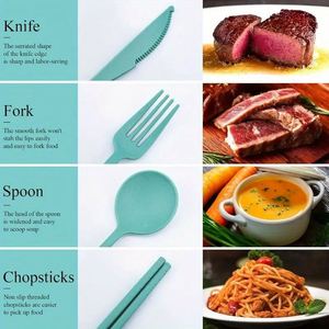 Bestseller <b>Reusable</b> Durable Flatware BPA Free Plastic Portable <b>Cutlery</b> <b>Set</b> Knife Fork Spoon Chopsticks for Travel Daily Use - Product Image 4