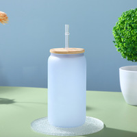 Bouteille en verre dépoli 16oz, tasse à bière, verre à eau, canette à bière avec couvercle et paille