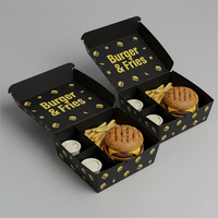 Emballage personnalisé pour hamburger en carton kraft à clapet, boîtes à emporter personnalisées pour la nourriture, boîtes à hamburger et frites en papier