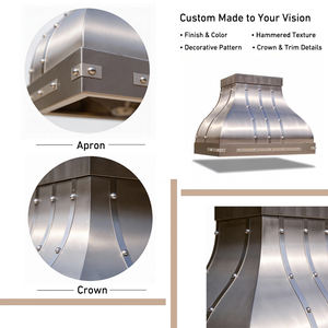 Cappa aspirante da incasso a parete in acciaio inox 304, spessore elevato, superficie spazzolata, personalizzabile, per uso architettonico - Product Image 5