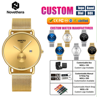 NI2365 Herren Quarzuhr Mode Einfach Minimalistisch 20mm Edelstahl Mesh-Armband Datum 3ATM Wasserdichte Armbanduhr